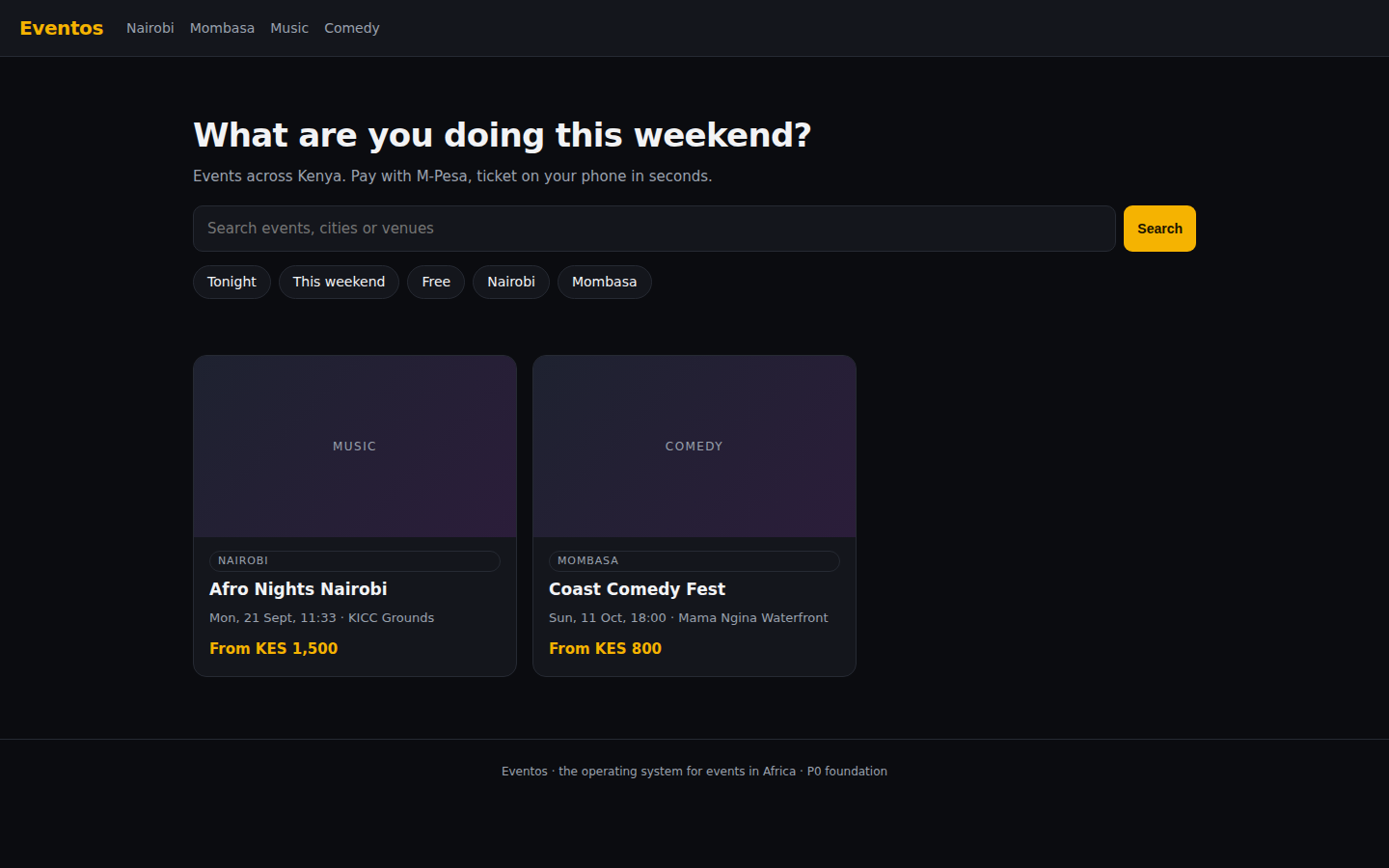 Eventos interface