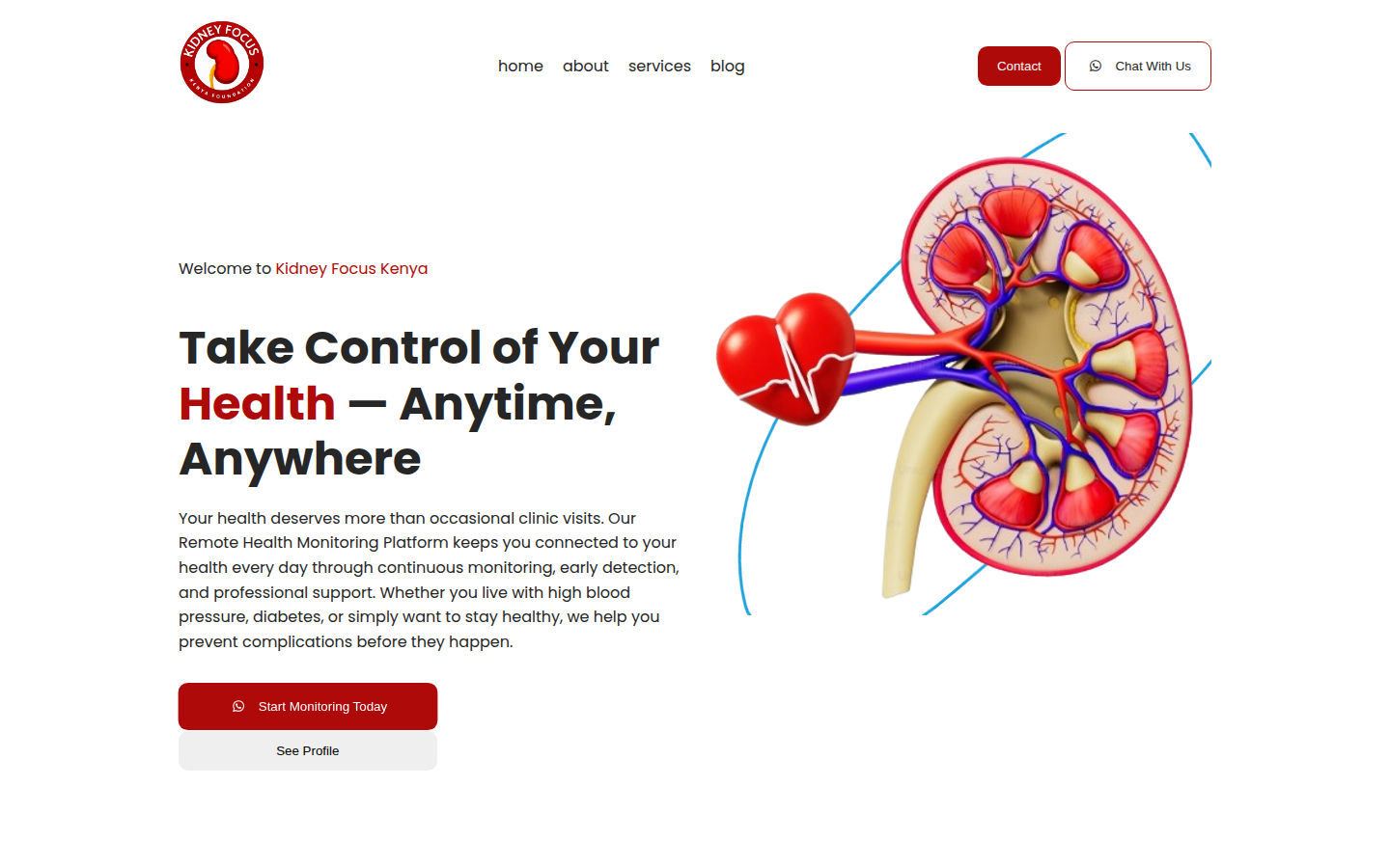 Kidney Focus Kenya interface