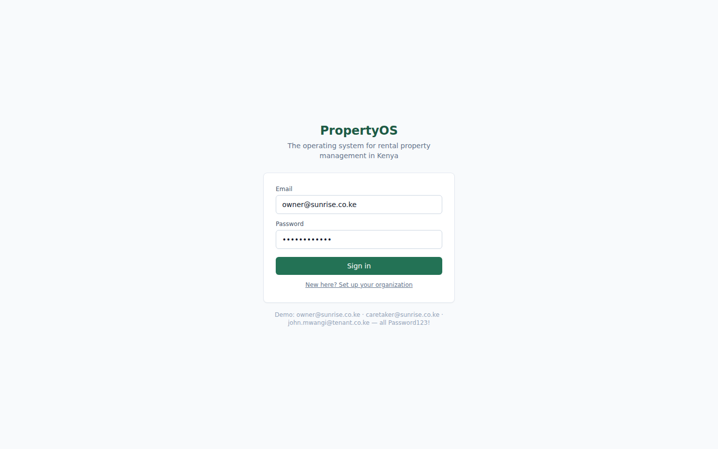 PropertyOS interface
